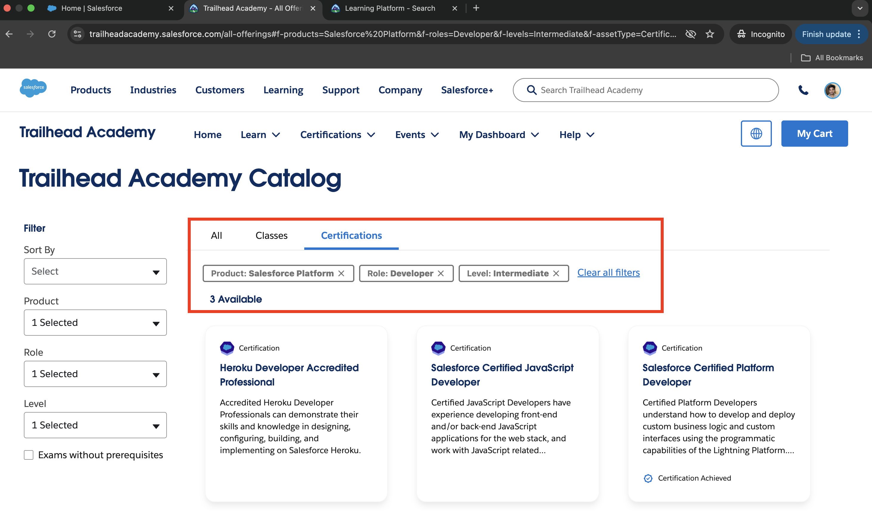 Salesforce Certification on Trailhead Academy